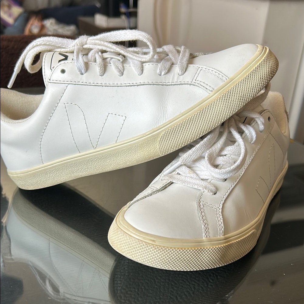 Veja White and Cream Sneakers